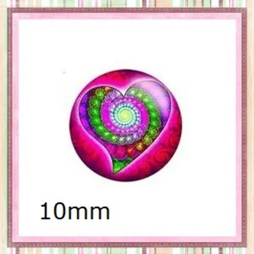 X2 cabochons coeur coloré 10mm