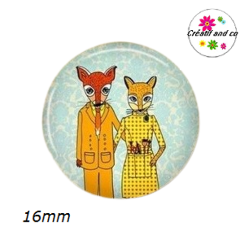 X2 cabochons renards 16mm