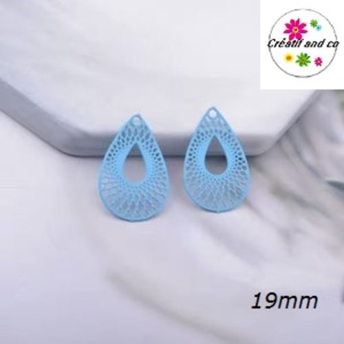 Breloque estampe goutte turquoise 19mm