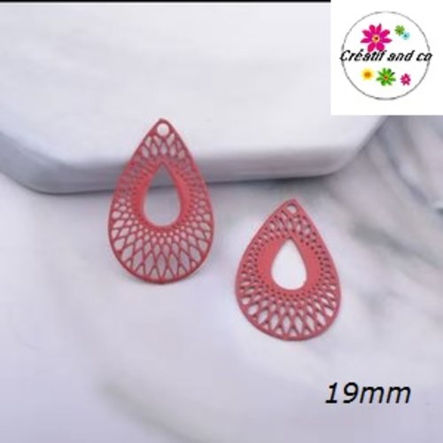 Breloque estampe goutte rouge 19mm