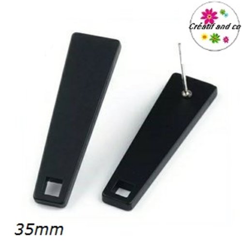 Clou oreille aiguille noir acrylique et tige argent 925
