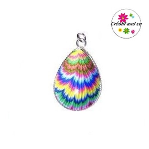 Pendentif cabochon goutte colorée