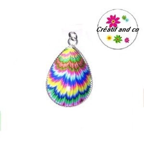 Pendentif cabochon goutte colorée