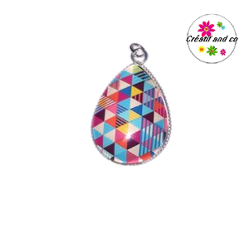 Pendentif cabochon goutte colorée