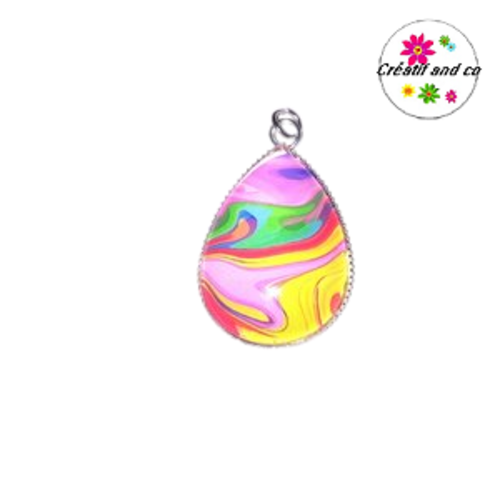 Pendentif cabochon goutte colorée