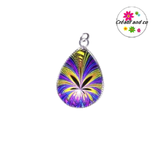 Pendentif cabochon goutte colorée