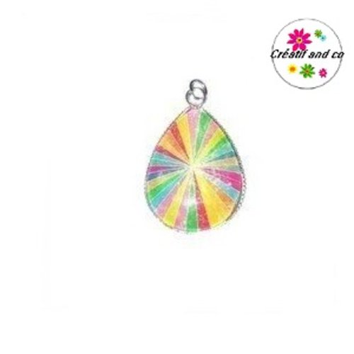 Pendentif cabochon goutte colorée