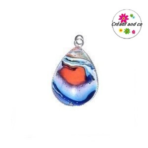 Pendentif cabochon goutte colorée