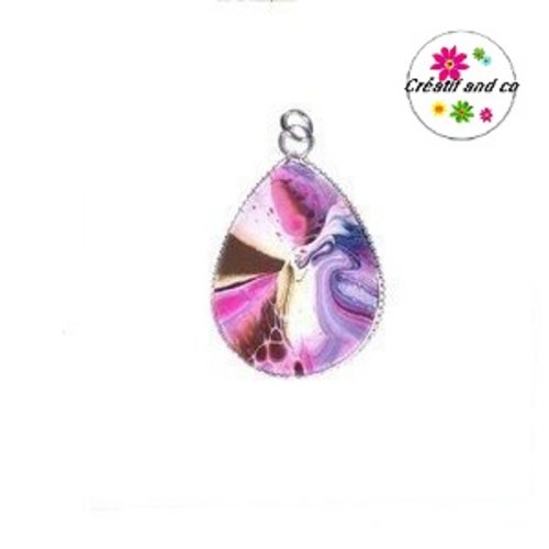Pendentif cabochon goutte colorée