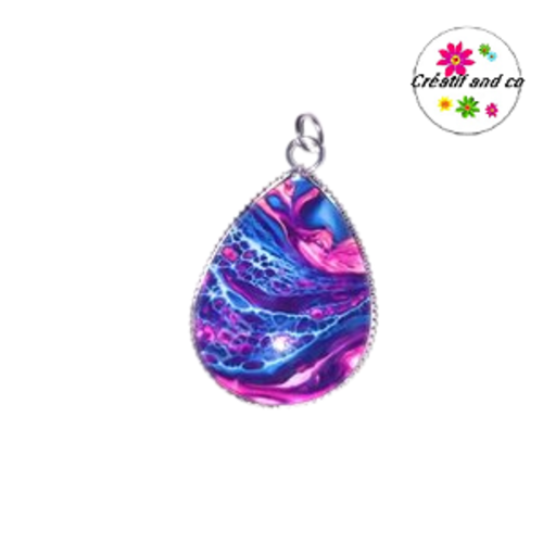 Pendentif cabochon goutte colorée