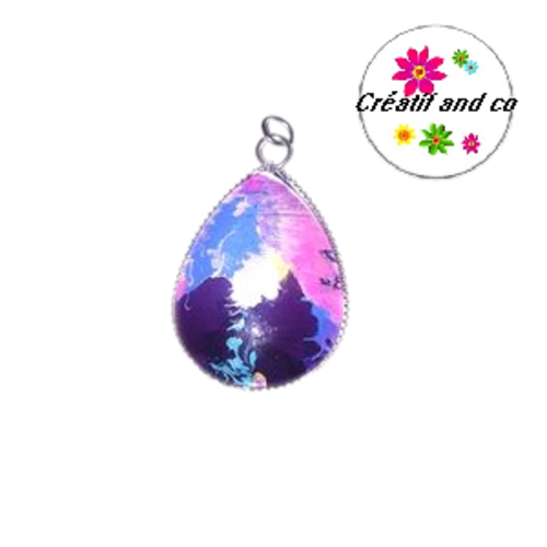 Pendentif  cabochon goutte colorée