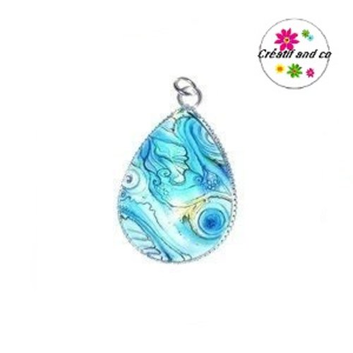 Pendentif cabochon goutte colorée