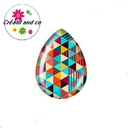 Cabochon goutte à motif 18x25mm