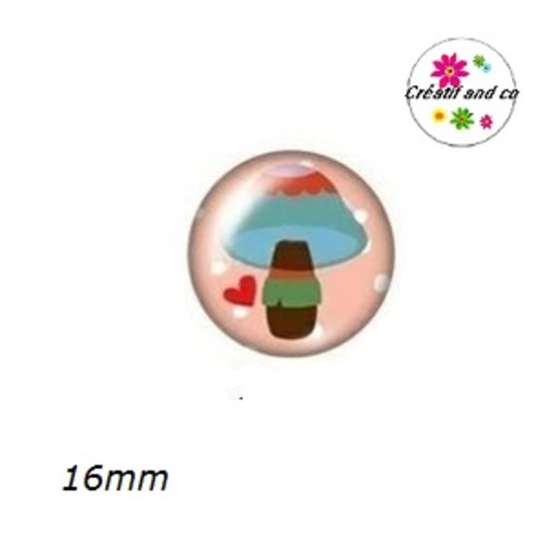 X2 cabochons champignon 16mm