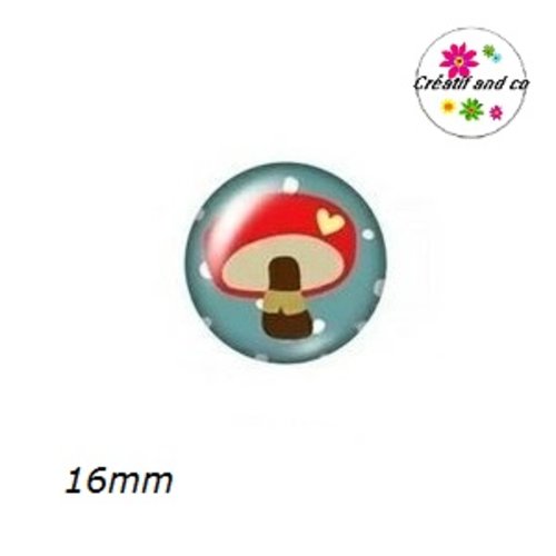X2 cabochons champignon 16mm