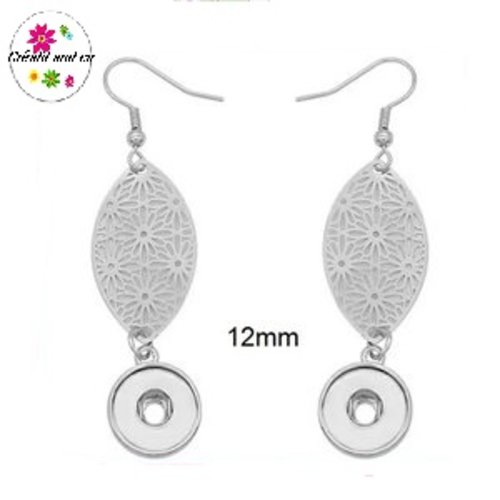 Boucle d'oreille pendante bouton pression 12mm