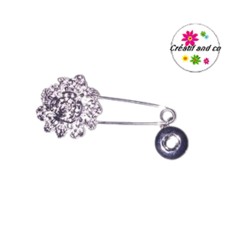 Broche fleur pour bouton pression 12mm
