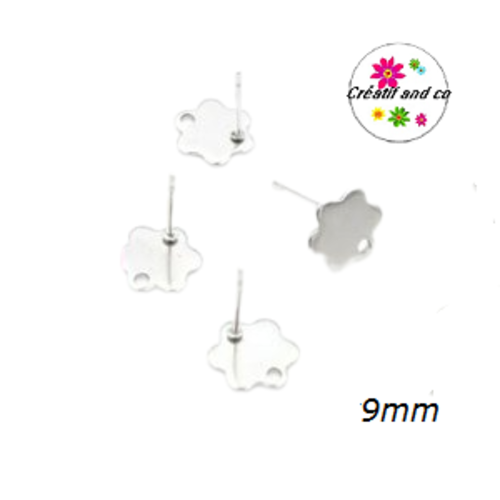 Puce oreille fleur acier inoxydable avec trou