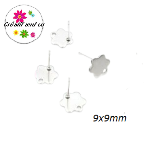 Puce oreille fleur acier inoxydable avec trou
