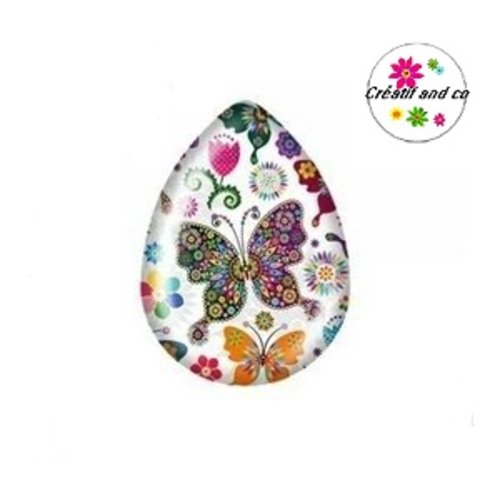 Cabochon goutte papillon 18x25mm