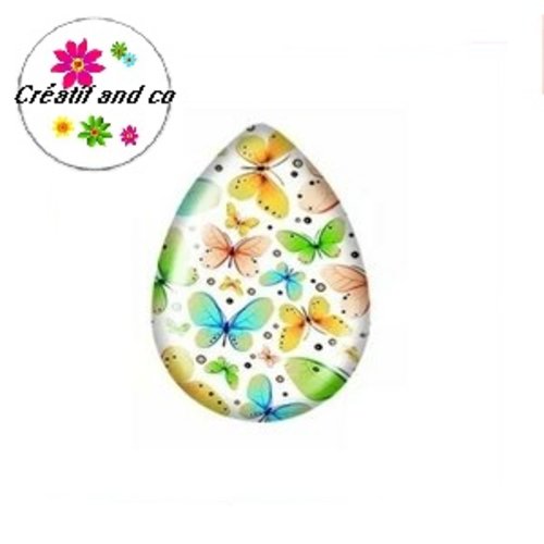 Cabochon goutte papillon 18x25mm