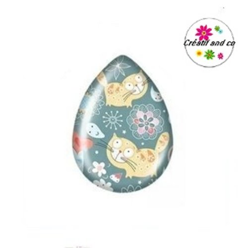 Cabochon goutte chats 18x25mm