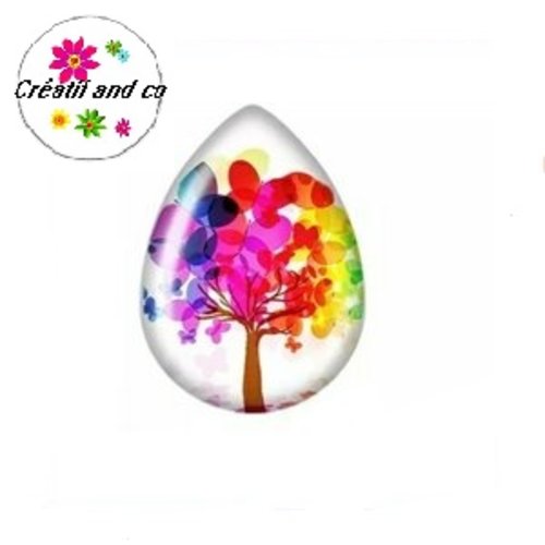 Cabochon goutte arbre de vie 18x25mm