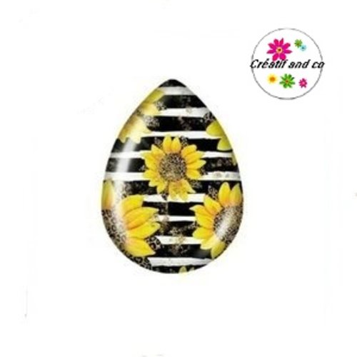 Cabochon goutte tournesol 18x25mm