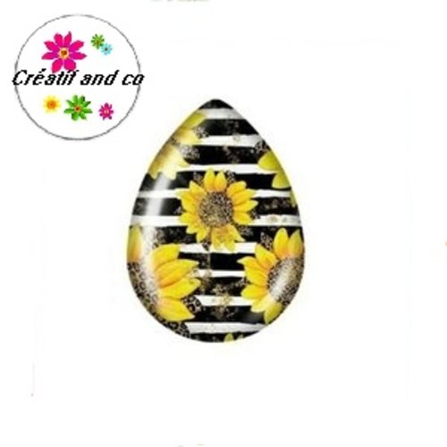 Cabochon goutte tournesol 18x25mm