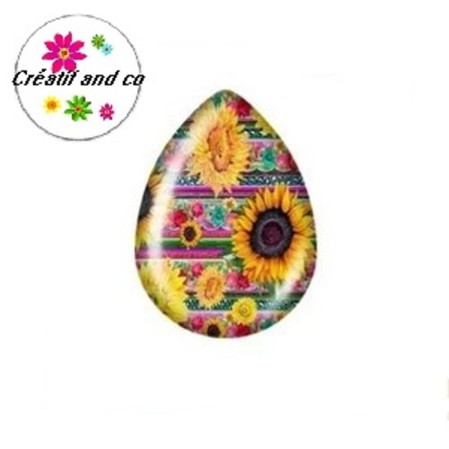 Cabochon goutte tournesol 18x25mm