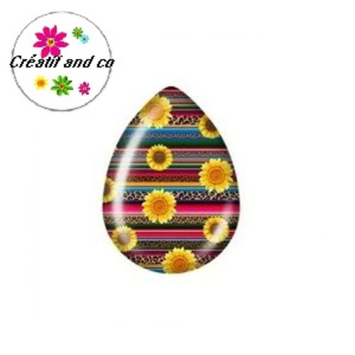 Cabochon goutte tournesol 18x25mm