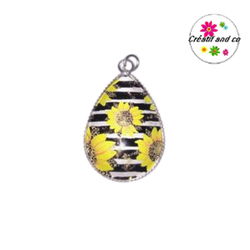Pendentif cabochon goutte tournesol
