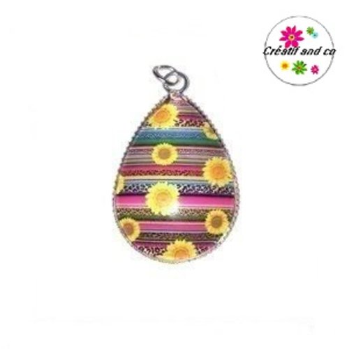 Pendentif cabochon goutte tournesol