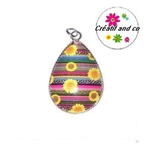Pendentif cabochon goutte tournesol
