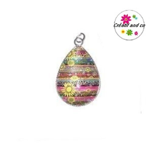Pendentif cabochon goutte tournesol