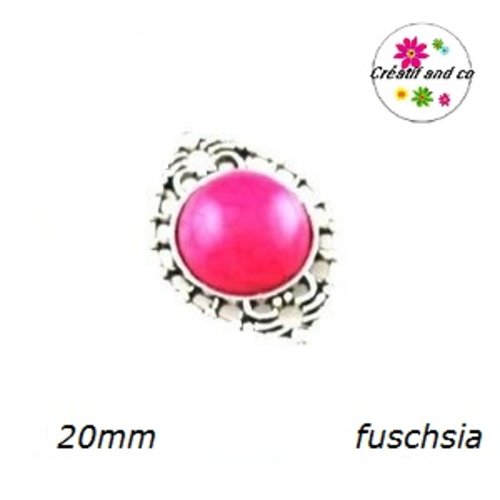 Connecteur  cabochon résine fuchsia 20mm