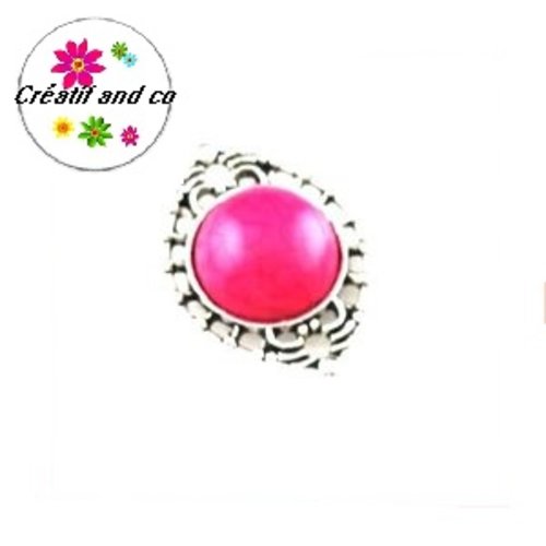 Connecteur  cabochon résine fuchsia 20mm
