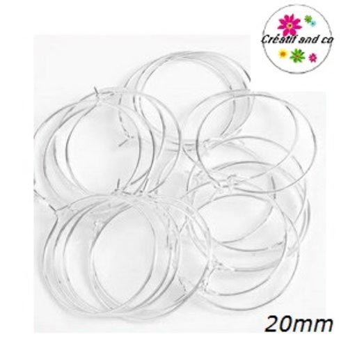 X4 créoles anneaux  argentées 20mm