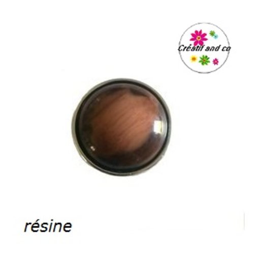 Bouton pression dôme marron résine