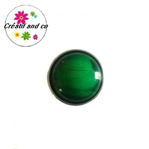 Bouton pression dôme vert résine