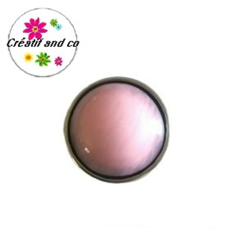 Bouton pression dôme rose résine