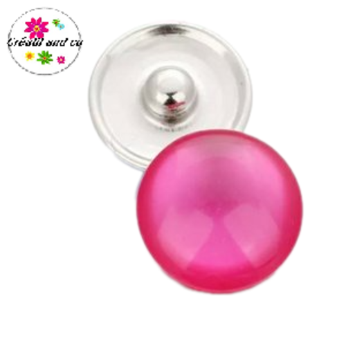 Bouton pression résine rose bonbon 18mm
