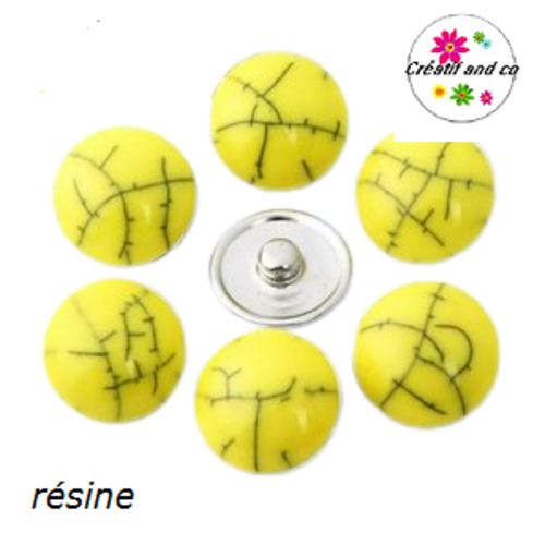 Bouton pression jaune résine