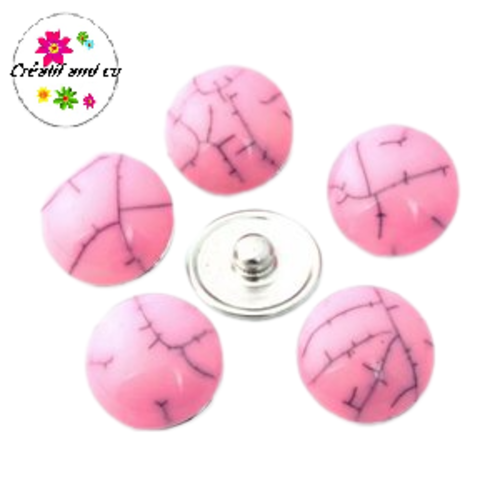 Bouton pression résine rose 18mm