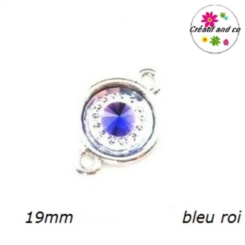 Connecteur cabochon résine bleu roi 19mm