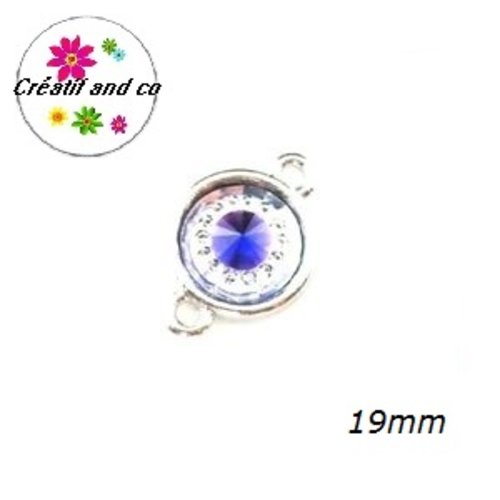 Connecteur cabochon résine bleu roi 19mm