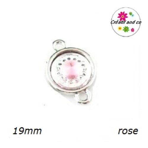 Connecteur cabochon résine rose 19mm