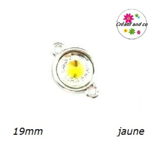 Connecteur cabochon résine jaune 19mm