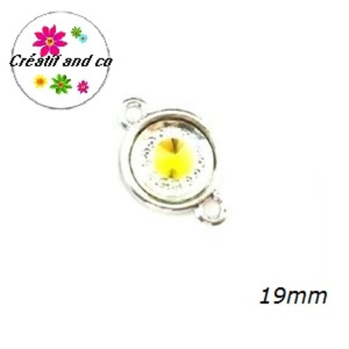 Connecteur cabochon résine jaune 19mm