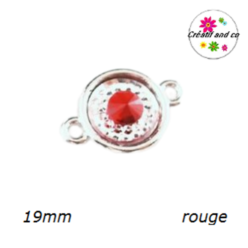 Connecteur cabochon résine rouge 19mm